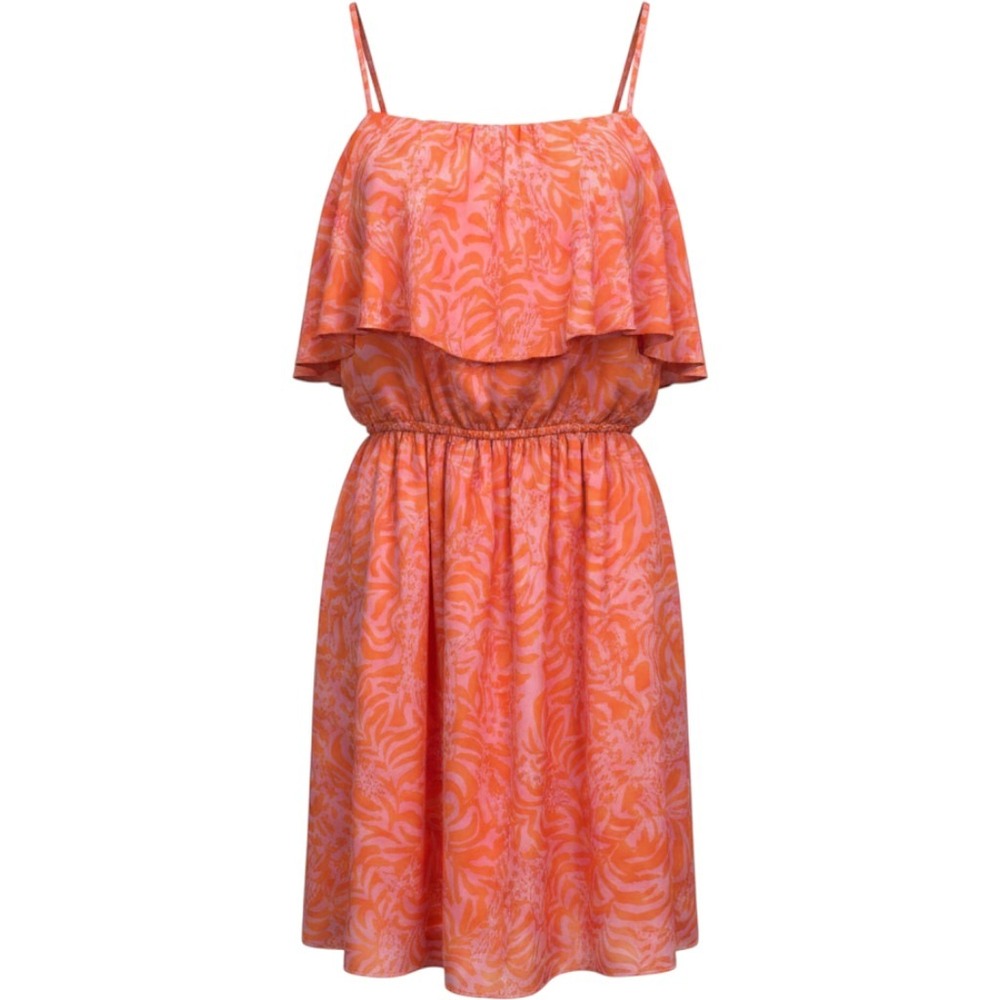 Lilly Pulitzer Flounce Ruffle Sundress Womens XS Pink Orange Tropical Beach